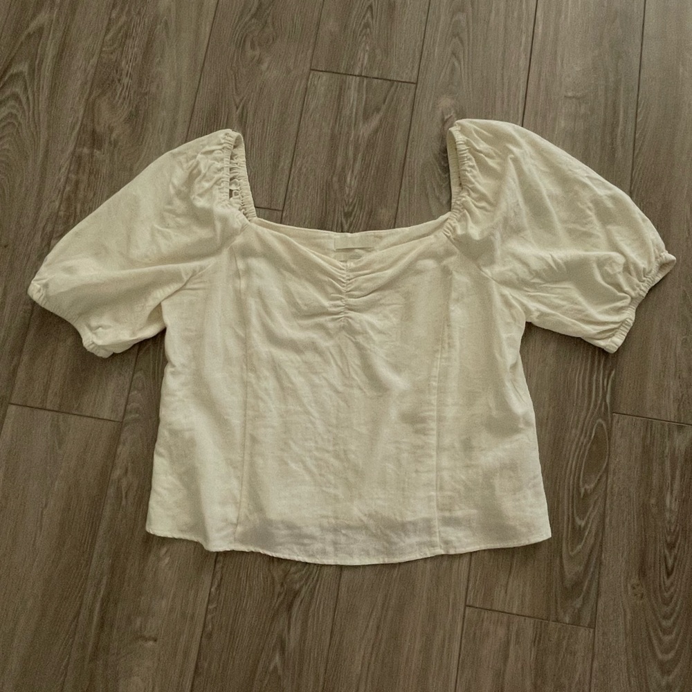 H&M white linen top
